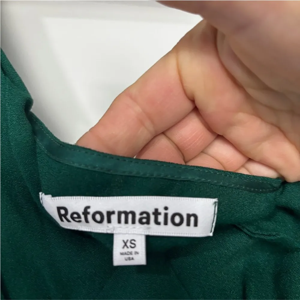Reformation  Beauden Dress Emerald V Neck Size XS - Image 3