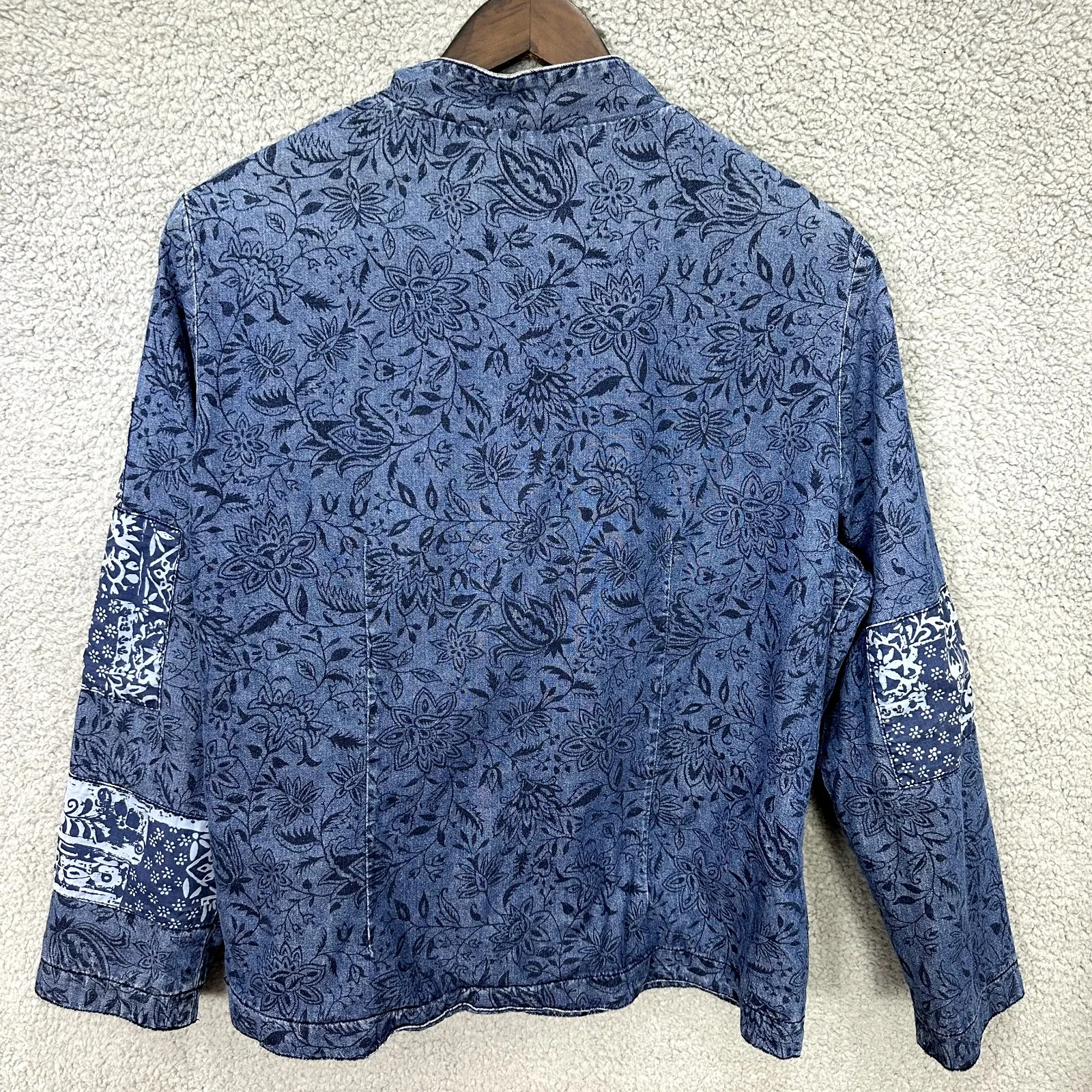 Alfred Dunner Jacket 12 Blue Patchwork Boho Floral Artsy Cottage Folk Whimsigoth - Image 3