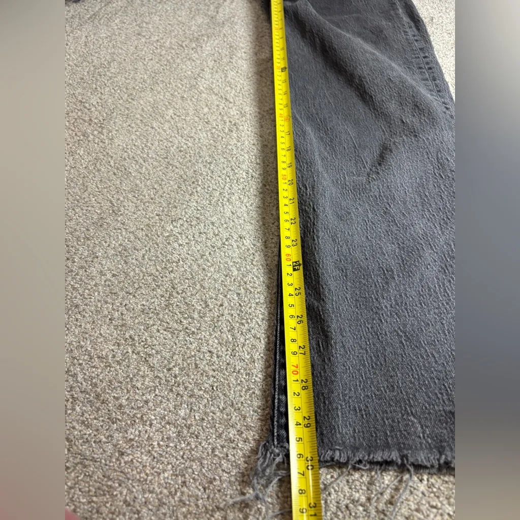 Madewell Jeans Womens 27 Tall Perfect Vintage Straight High Rise Raw Hem Black - Image 7