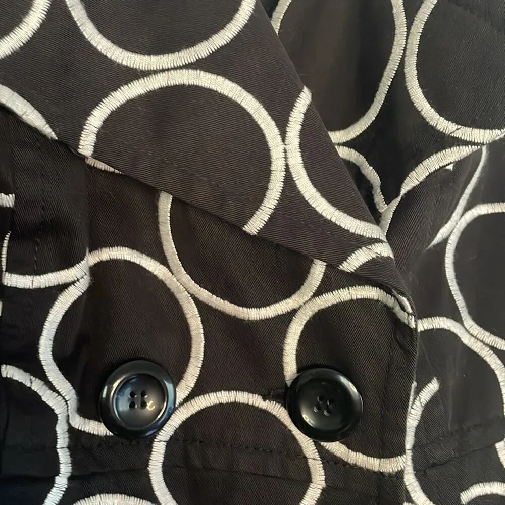 INC Black White Embroidered Circles Double Breasted Blazer Medium Preppy Coat - Image 5