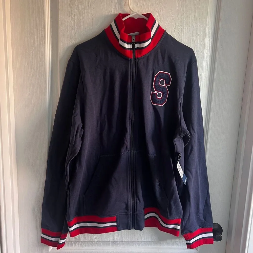 Skechers Mens Varsity Track Jacket Full Zip‎ Pockets Navy Blue Size Medium NWT - Image 3
