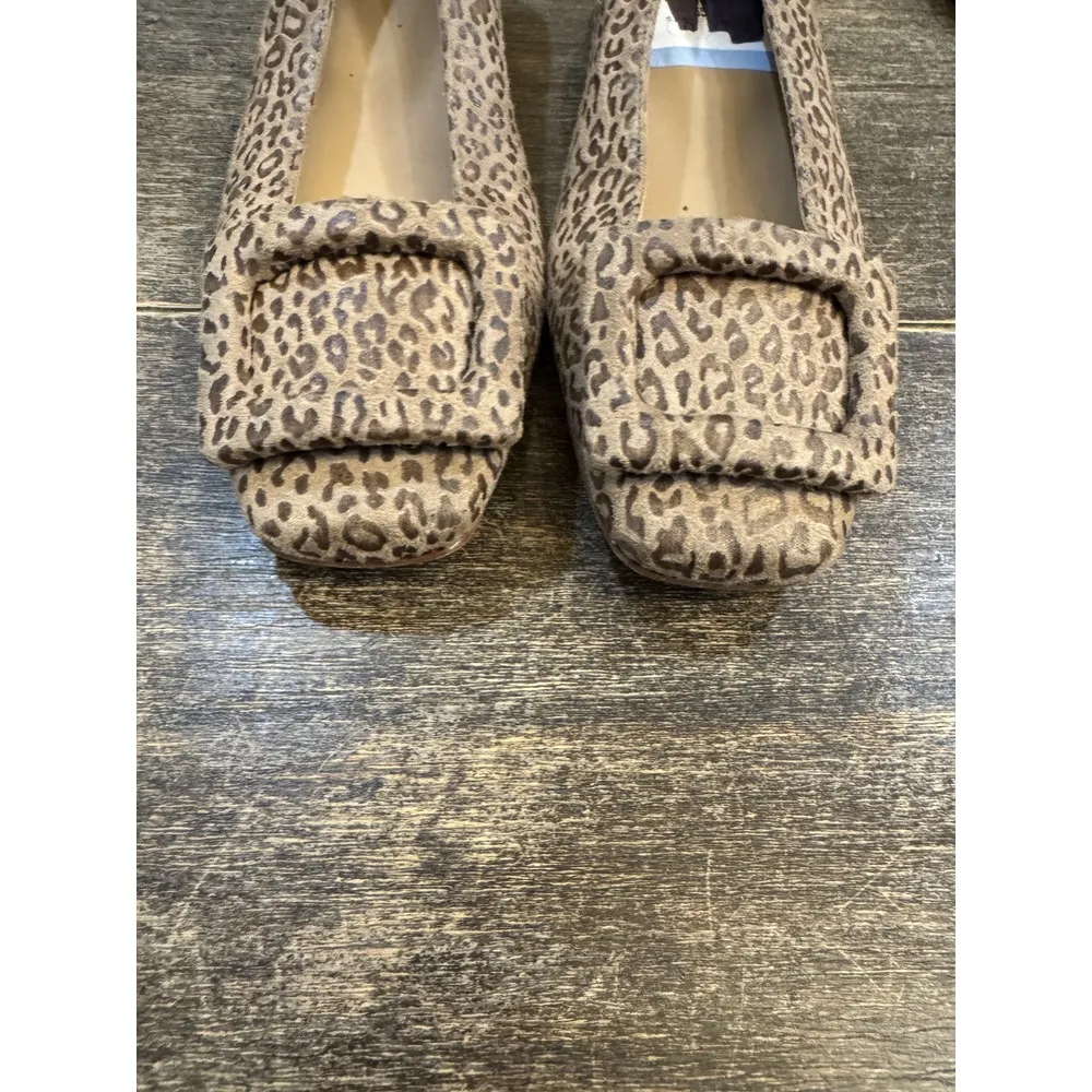 Ann Mashburn Women's 4.5 US 35 Buckle Flat Shoes Leopard Block‎ Heel Vegan Suede - Image 2