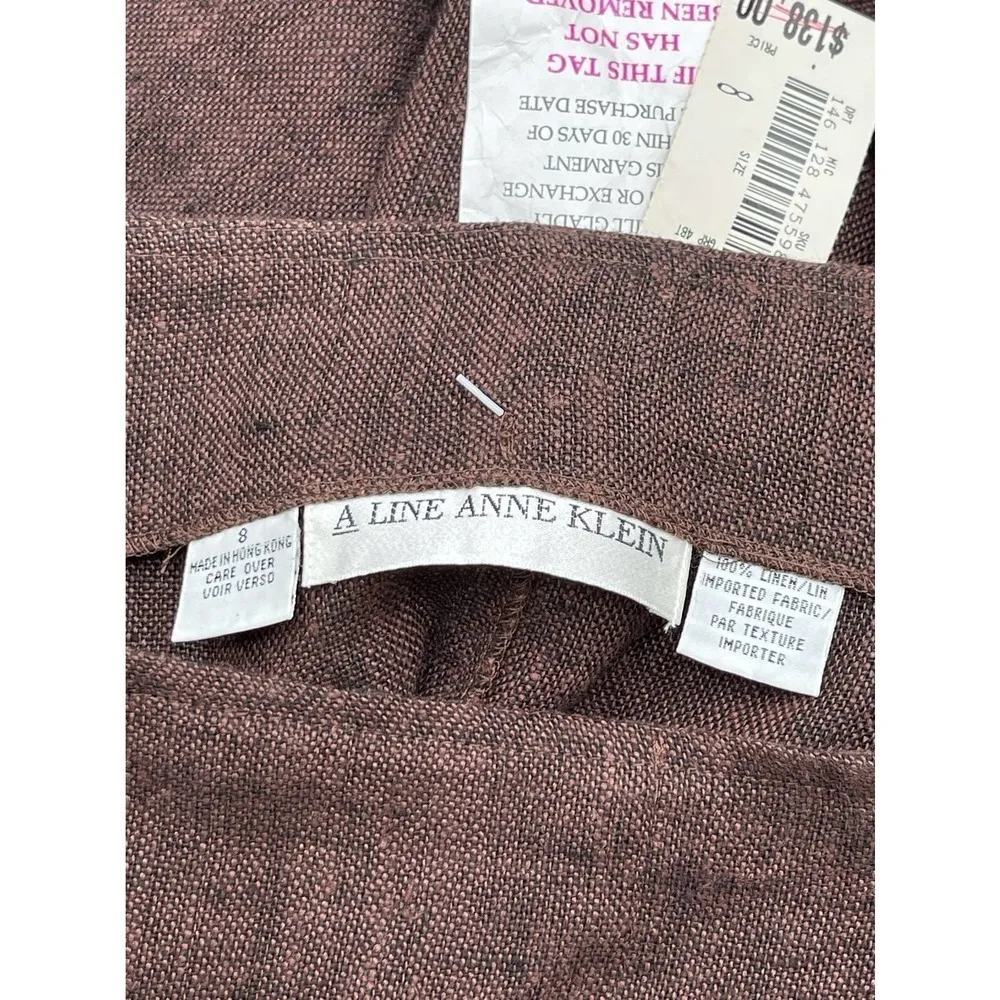 A line‎ 100% Linen Skirt Brown Vintage Woven Academia Chic - Image 10
