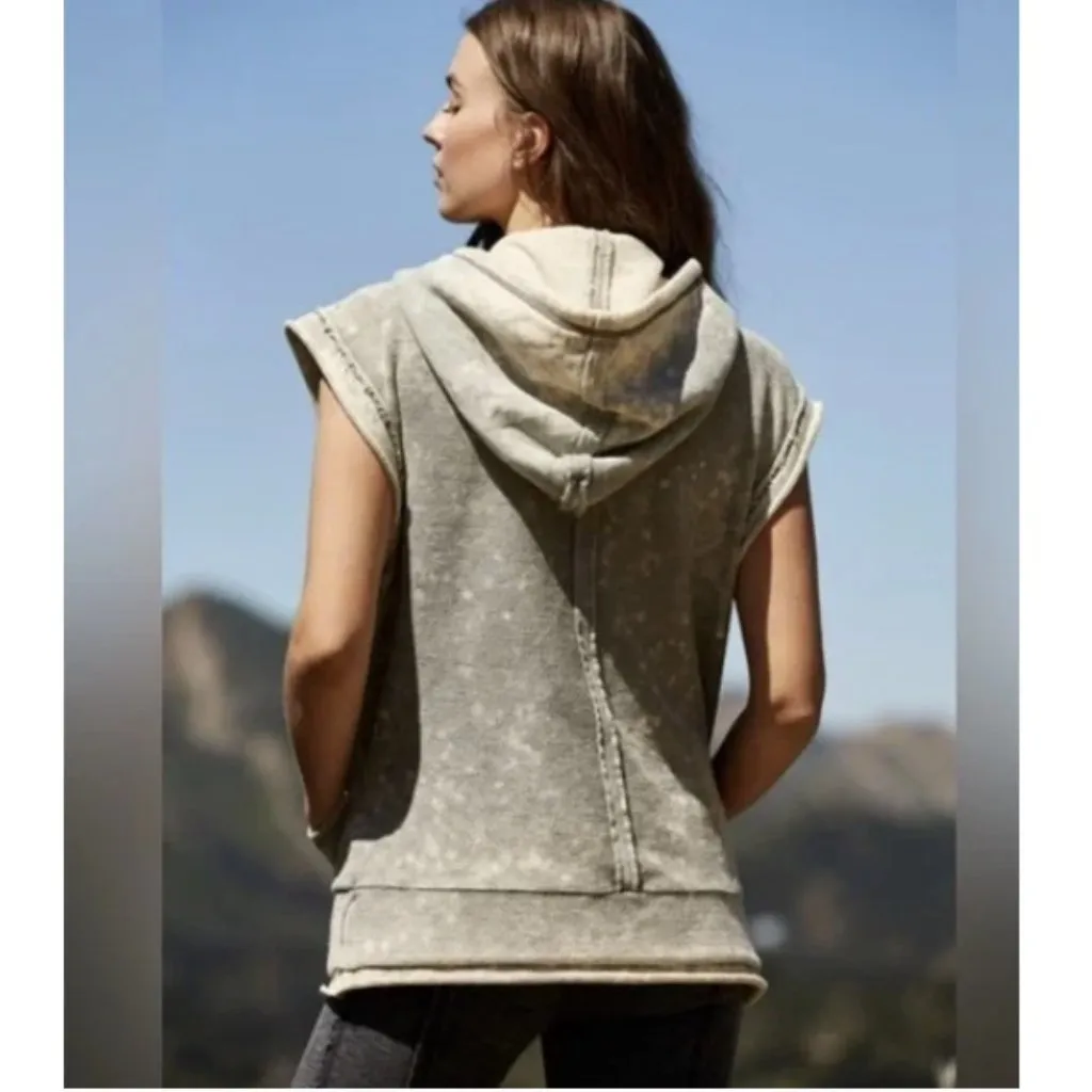 Free People Movement Low Valley Sleeveless Pullover Hoodie, Gray Bleach |Size XS - Image 3