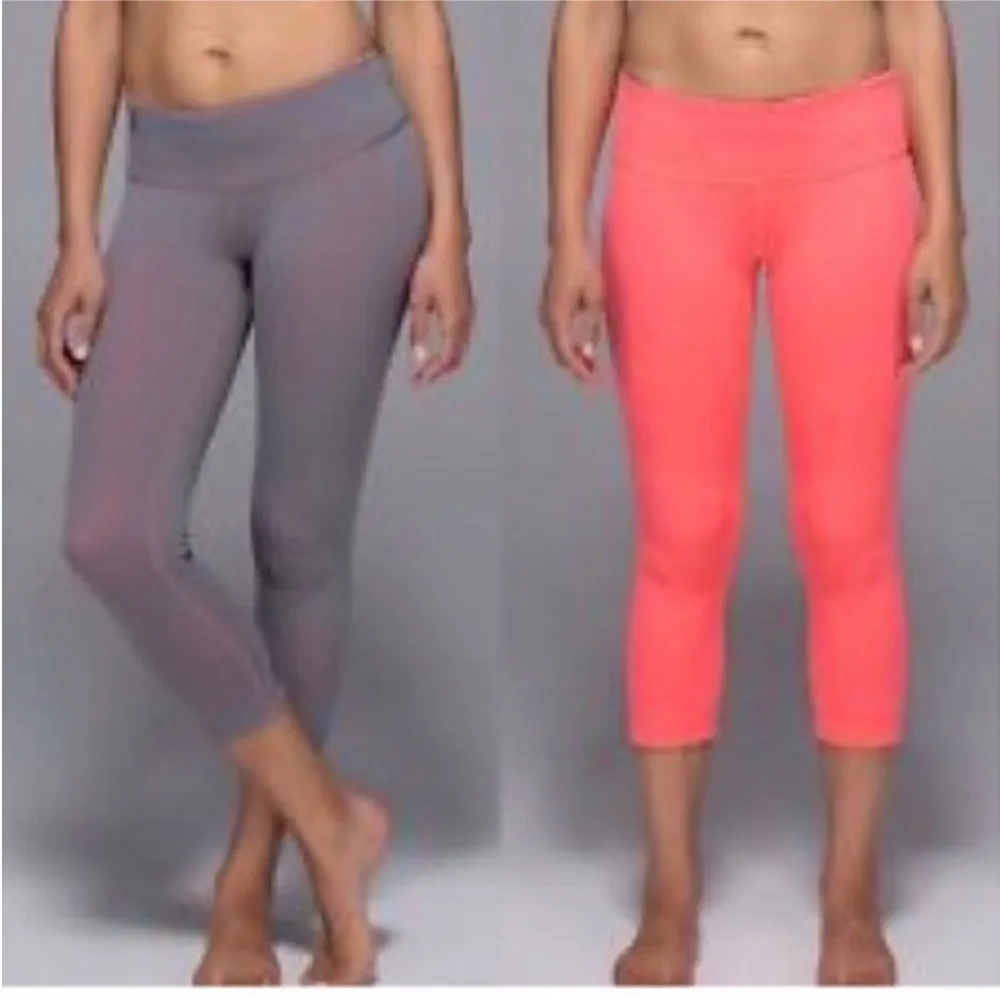 Lululemon Wunder Under Crop II Reversible Grapefruit/Slate 8 - Image 3