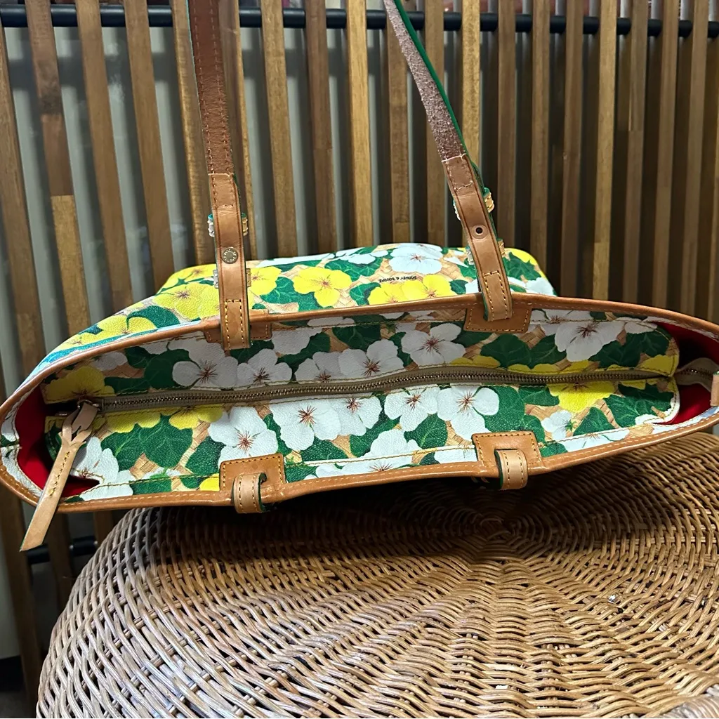 Dooney Bourke Leisure Large Shopper Yellow White Floral Tote Shoulder Bag - Image 6