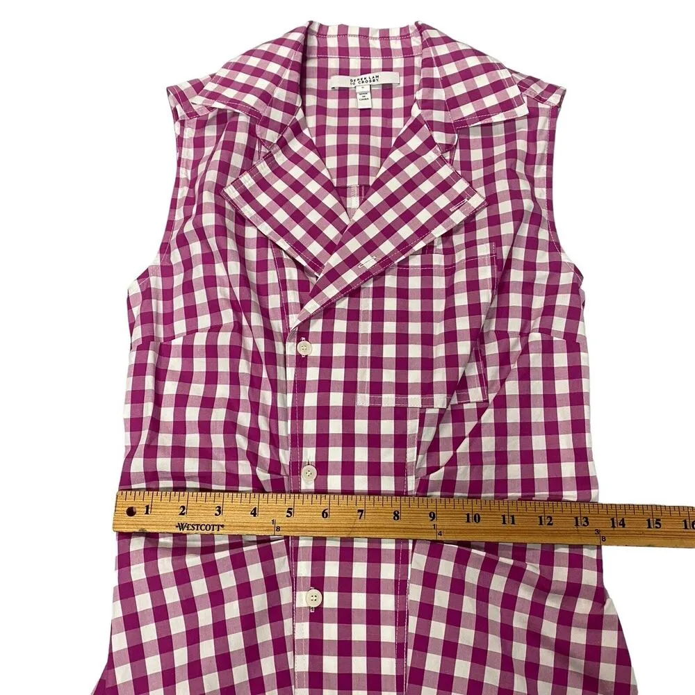 Derek Lam Crosby Satina Cotton Gingham Shirt dress Fuschia pink & white sz 0 - Image 15