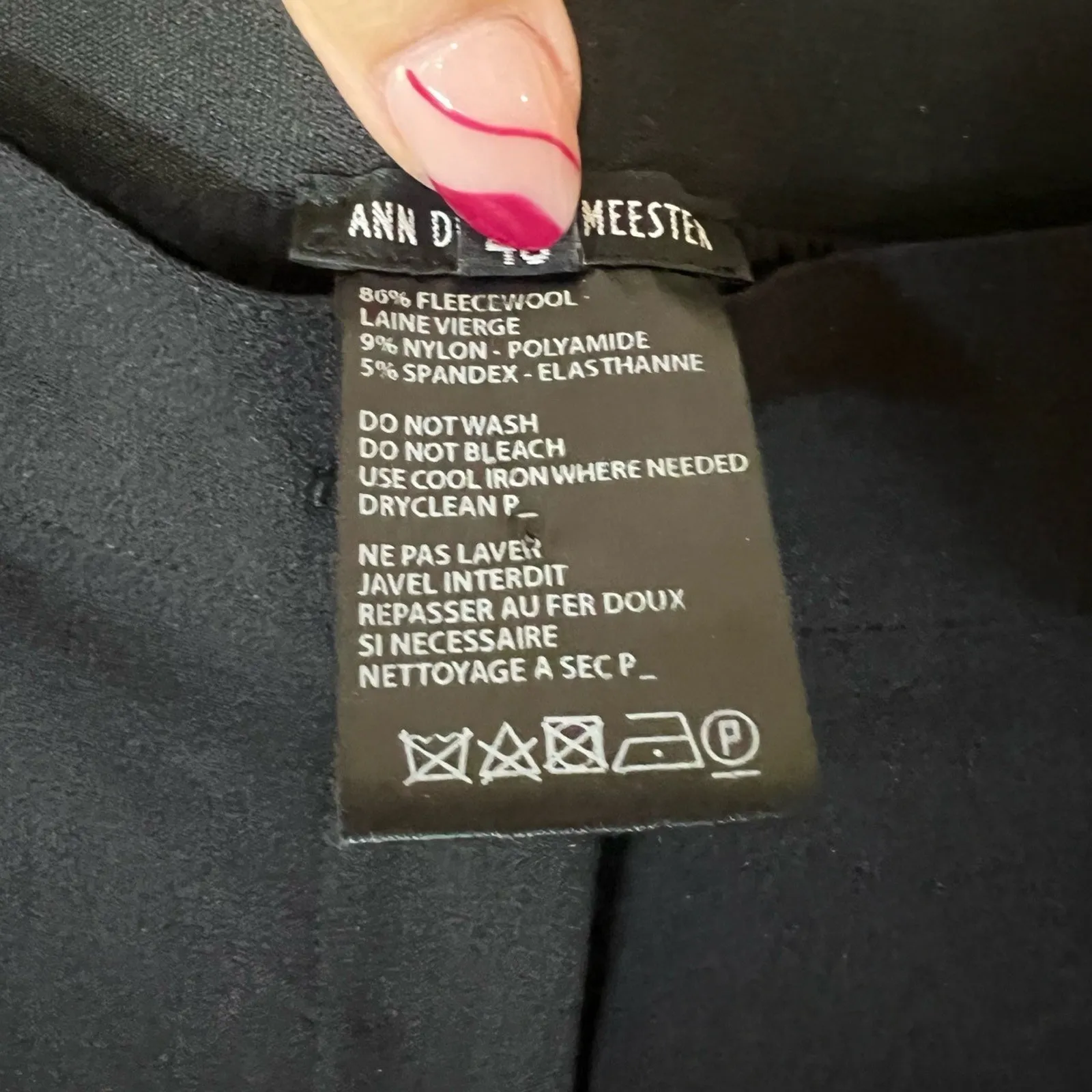 Ann Demeulemeester Womens 40 SMALL Black Skinny Dress Pants 36” inseam - Image 6