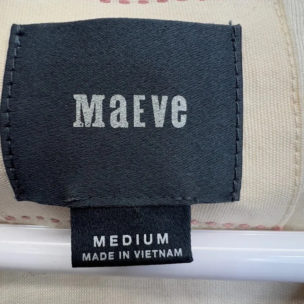 Anthropologie Maeve Floral Long Sleeve Mini Dress Cream M Swing Bell Sleeve - Image 10