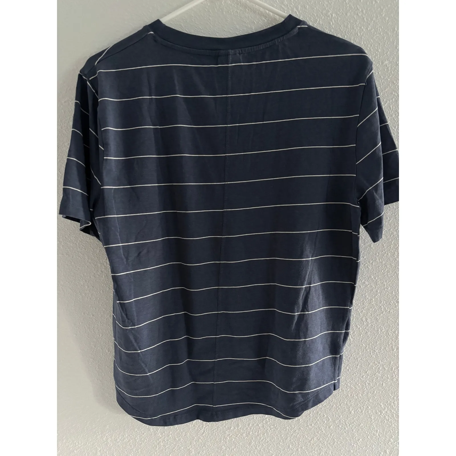 Calia Shirt Women Medium Blue White Stripe Relaxed Oversized Boxy Active Minimal - Image 3