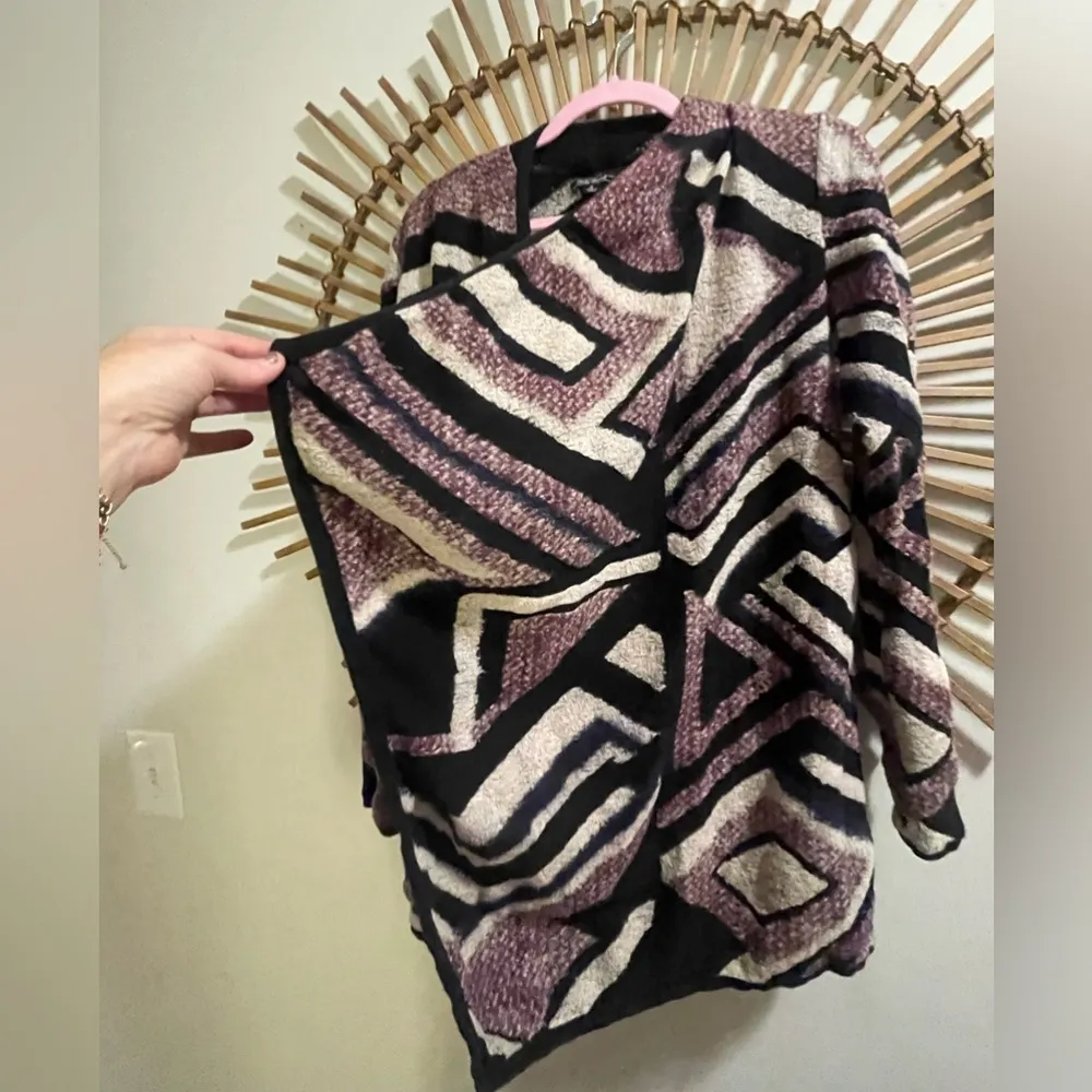 ♠️Lucky Brand♠️Womens Intarsia Multicolor Geometric Draped Cardigan Sz S - Image 11