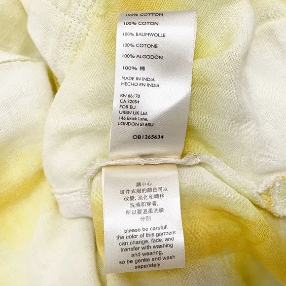 Free People We The Free Top Washed Away Yellow Windowpane Tie Dye Shirt Size XS - Image 12