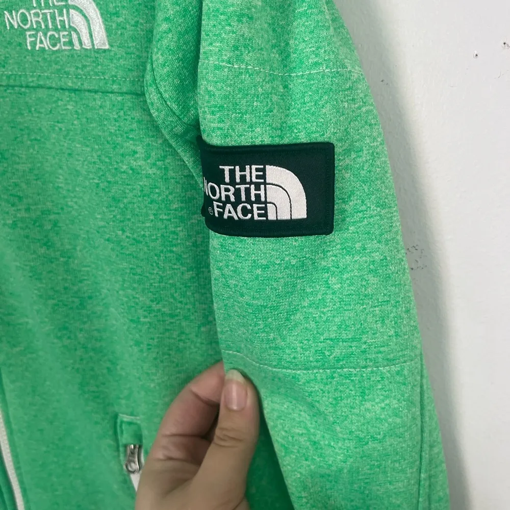 The north face bright green white detailing zip up jacket  size small - Image 2