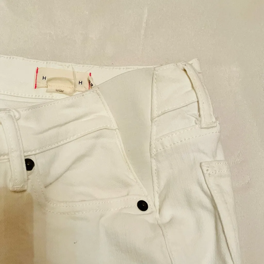 Hatch Women's The Crop Maternity Jean Frayed Hem Size 28 White Casual Fun - Image 13