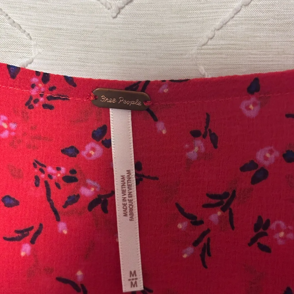 Free People Red Floral Top - Image 4