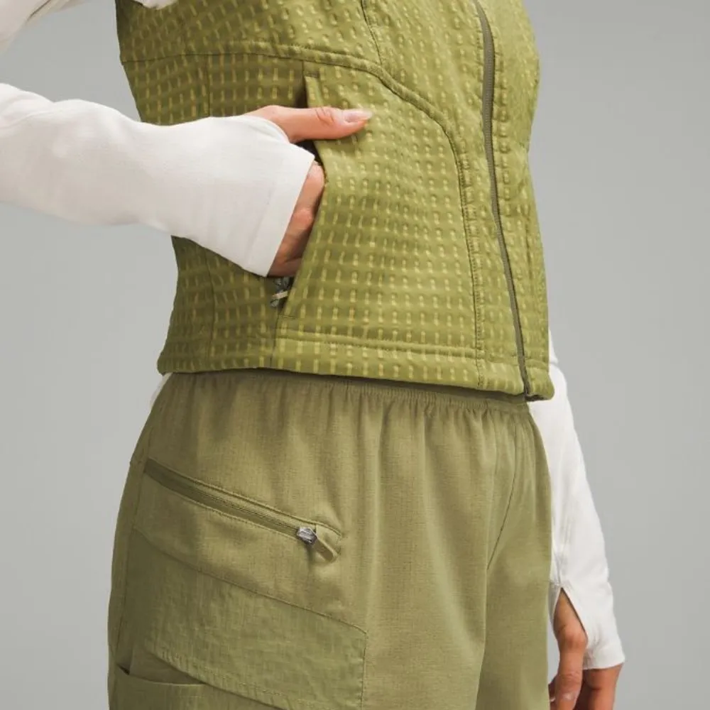 ၂၀၀၃၇NWT Water-Repellent Grid Fleece Hiking Vest Bronze Green/Yellow Pear lulul - Image 4