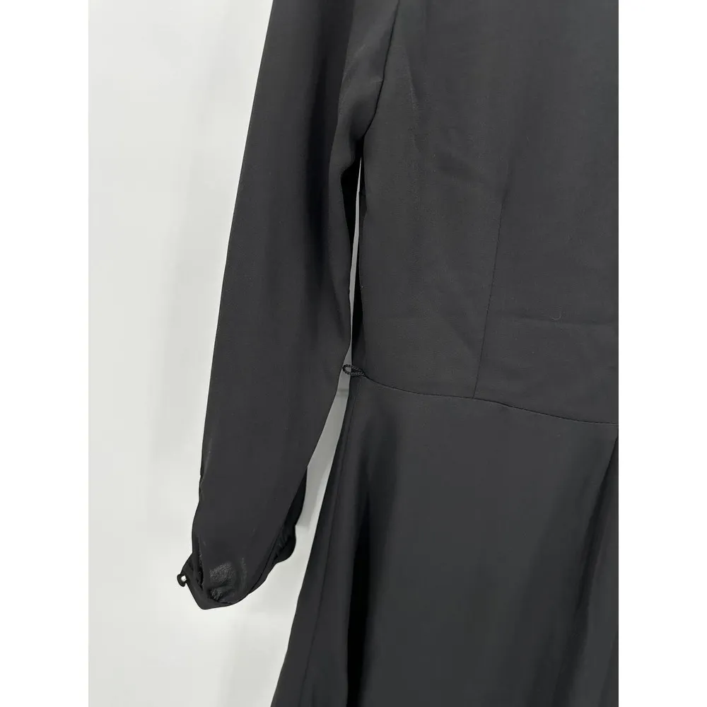 Banana Republic Dress Women 2 PETITE Black Solid Long Sleeve V-Neck Wrap Mini - Image 10