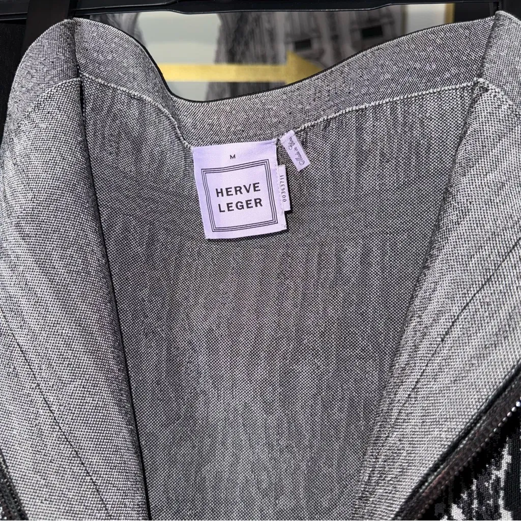 Hervé Léger Gunmetal Black Jacquard Bodycon Bandage Pencil Skirt - Image 7