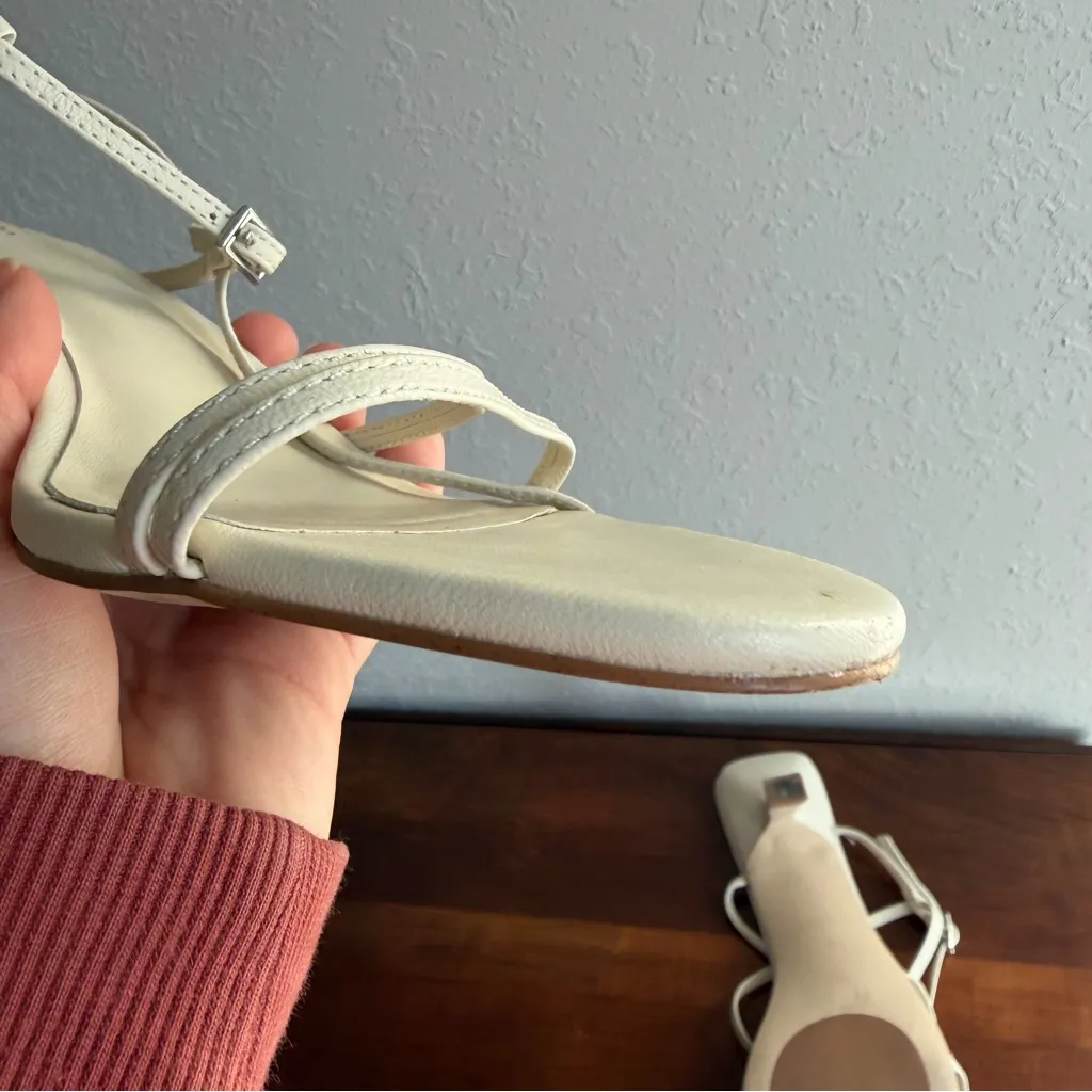 Quince Bone White Italian Leather 70mm Strappy Kitten Heel Women 8 Bride Elegant - Image 6