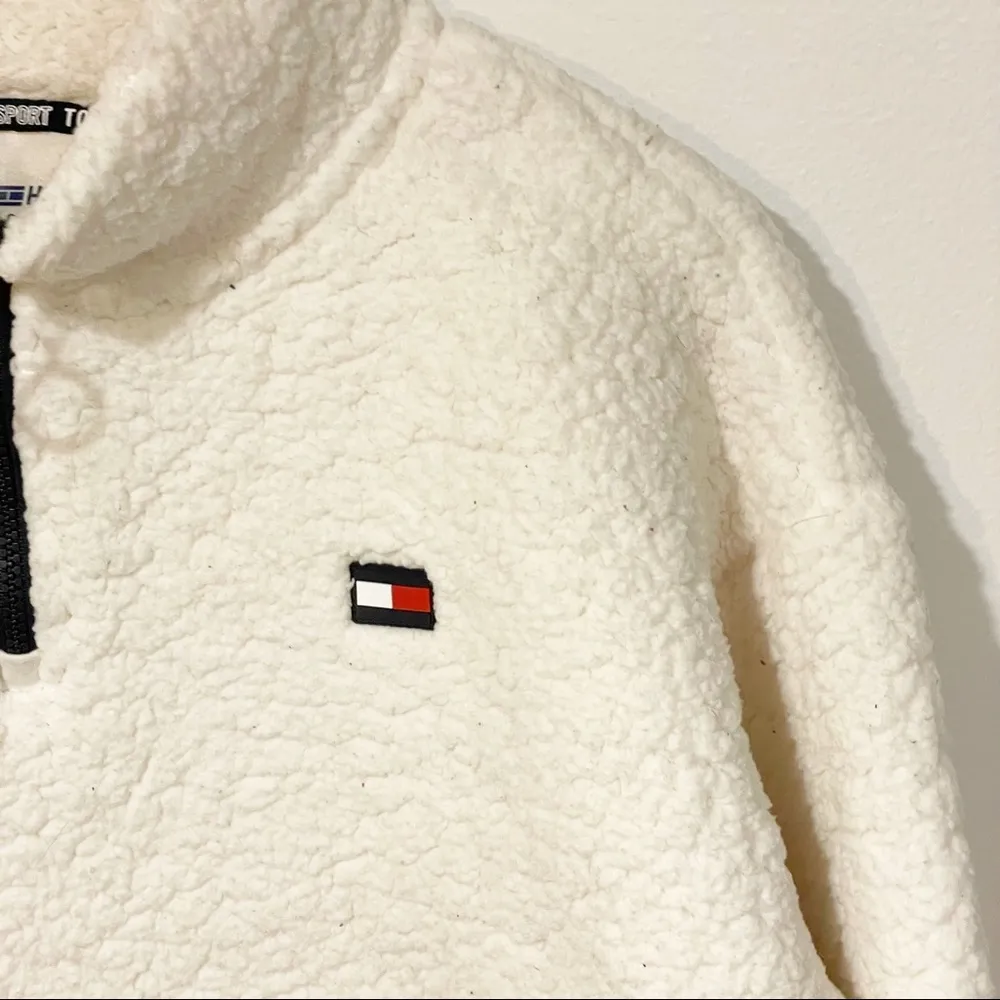 Tommy Hilfiger Tommy Sport Large Sherpa Fleece Pullover Quarter Zip Sweatshirt - Image 3