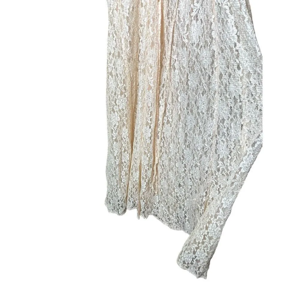 Vintage Dawn Joy 80s/90s Light Pink Lace Coquette Cottagecore Lace Maxi Dress Si Size 8 - Image 14