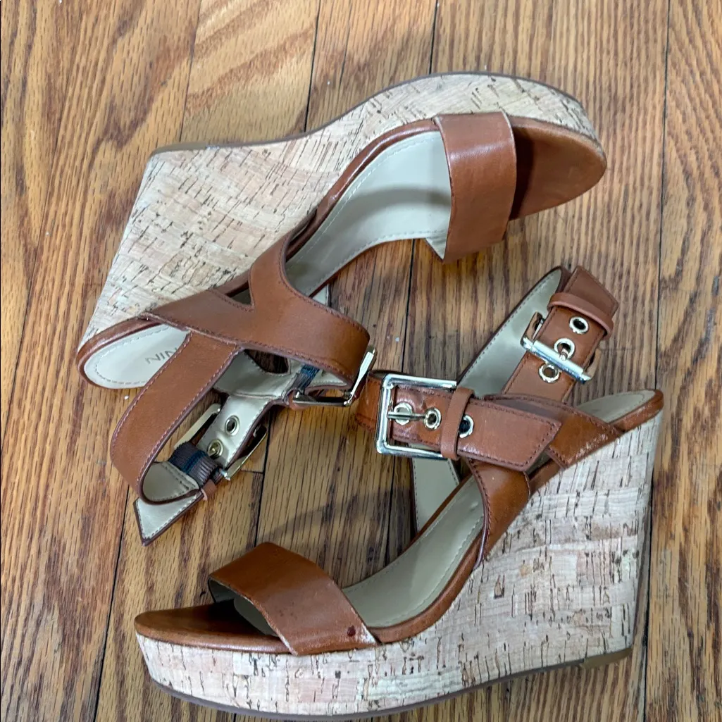 Nine West Scarlett platform wedge sandals brown size‎ 7 - Image 5