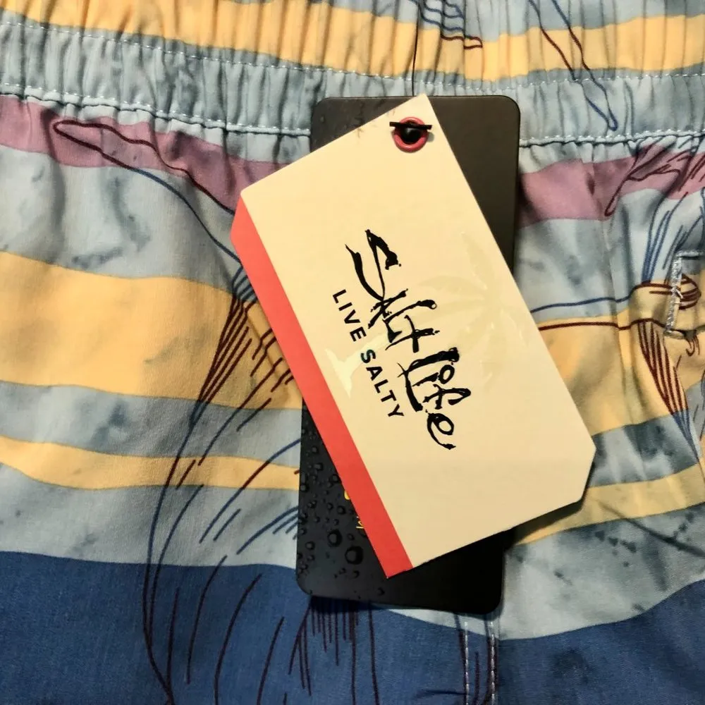 NWT Salt Life SLX-QD Aqua Trunks Women Navy Multicolor Size Small New - Image 5