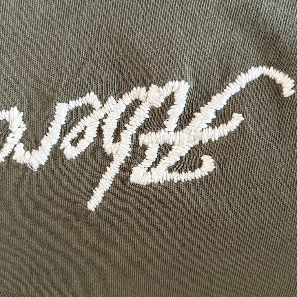 Abercrombie vintage 90’s Y2K green crew embroidered logo 92 baby Tee shirt M - Image 3