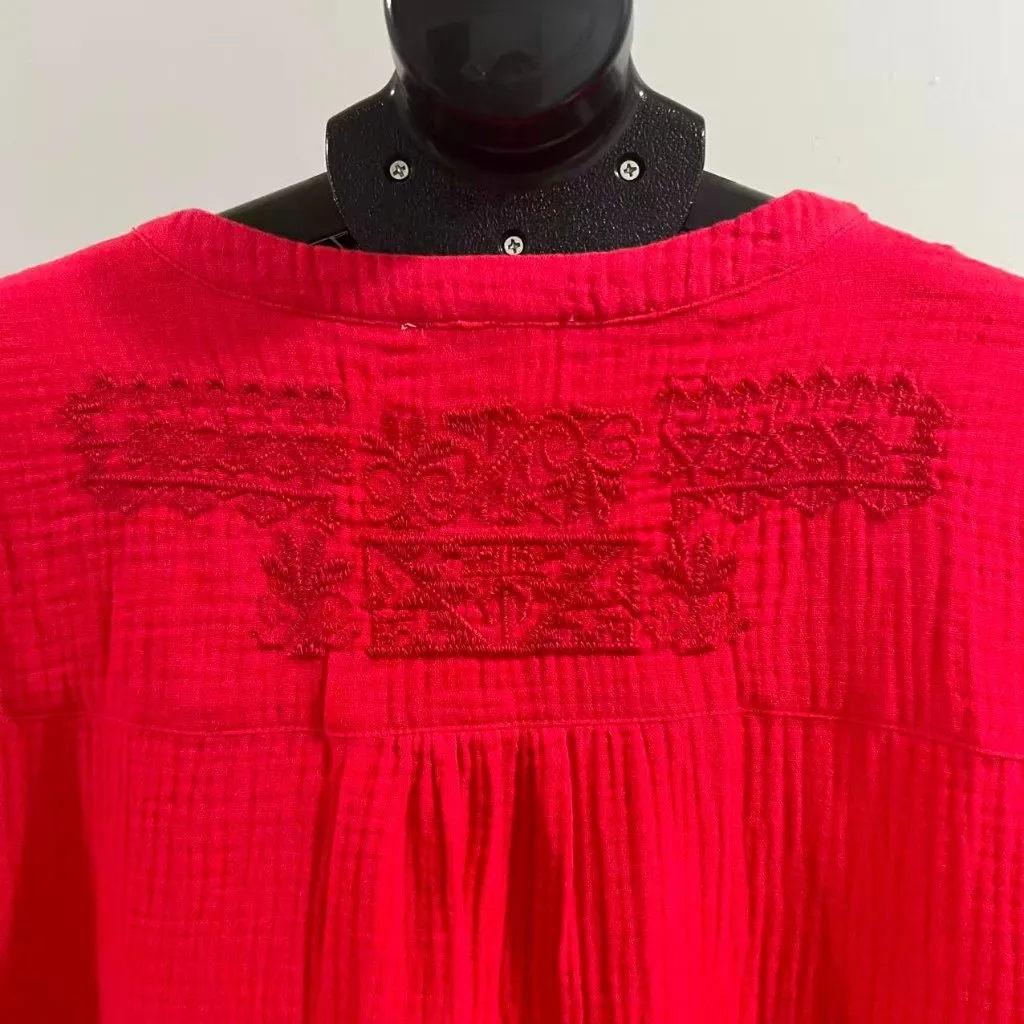 NWOT JOHNNY WAS Calme Floral Embroidered Cotton Gauze Tassel Mini Dress Size S - Image 4