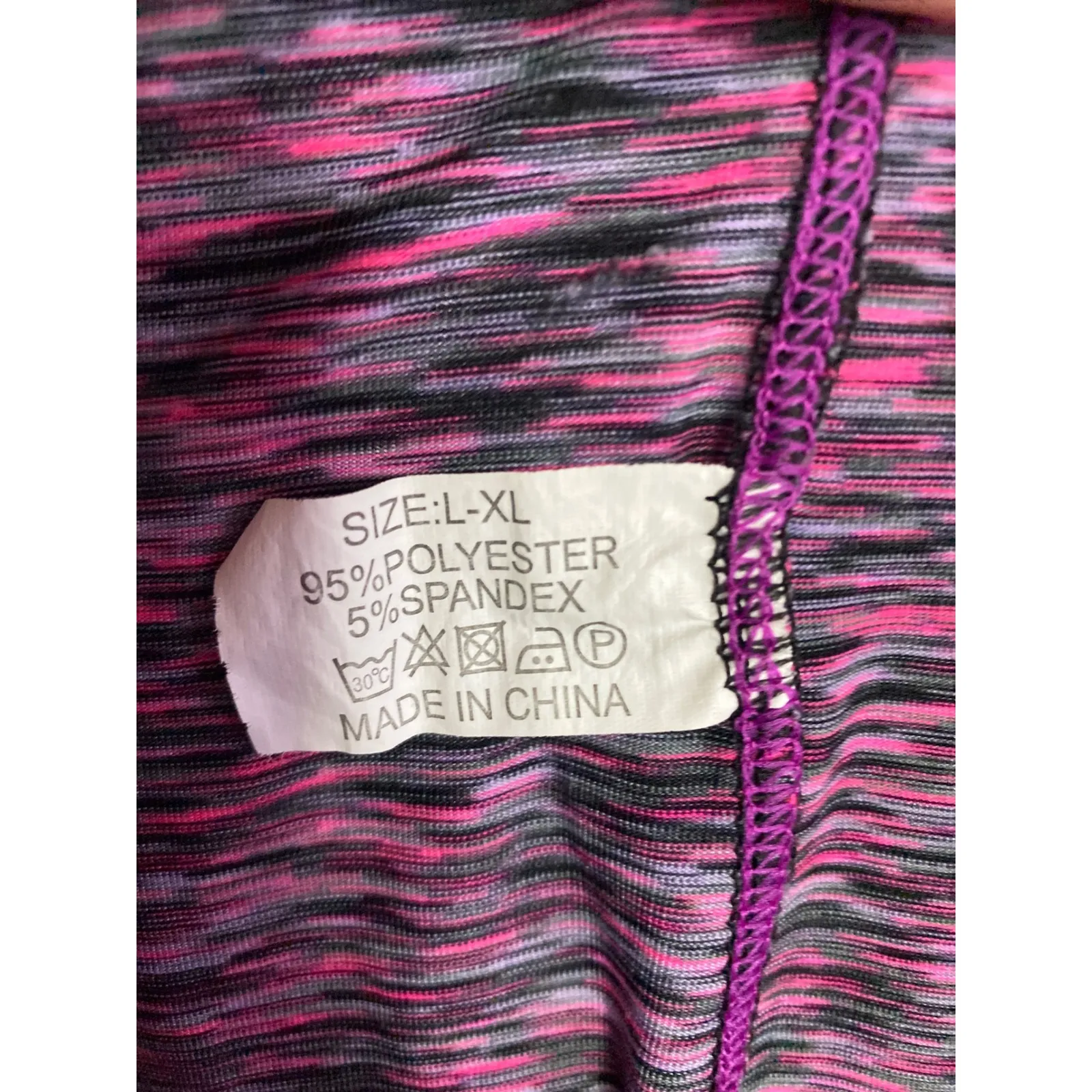 Athletic Leggings Women's L XL Pink Black Marled Stretch Activewear Pants Size undefined - Image 3