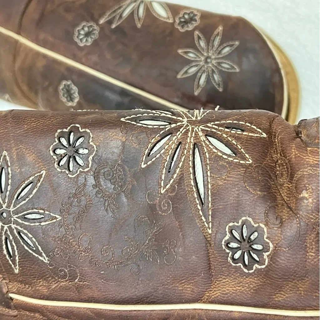 Shyanne Daisy Mae Floral Cut Out Western Cowboy Leather Boots Size 10 - Image 7