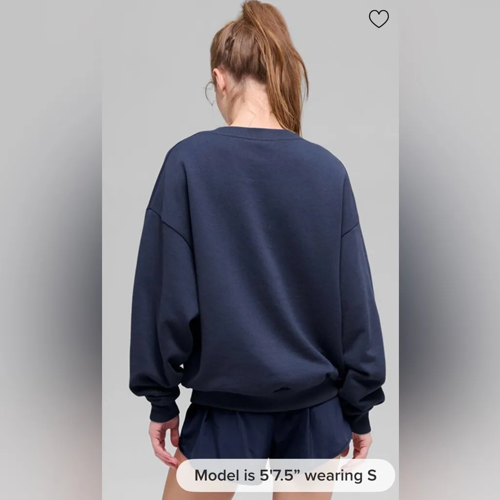 Alo Yoga NWT Accolade Crew Neck Pullover Sweatshirt Navy Size M Oversized - Image 2