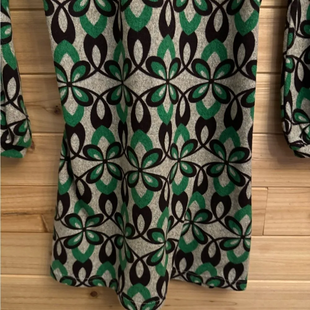 Y2K Funky People Size Medium Retro Style Abstract Floral Long Sleeve Mini Dress Green - Image 11