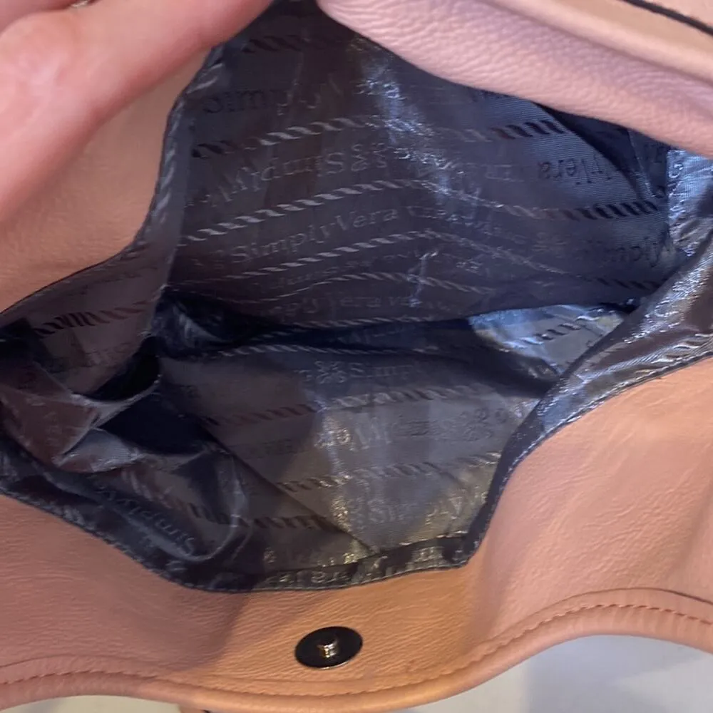 Simply Vera Vera Wang Light Pink Shoulder Bag Zipper Closure Faux Leather - Image 6