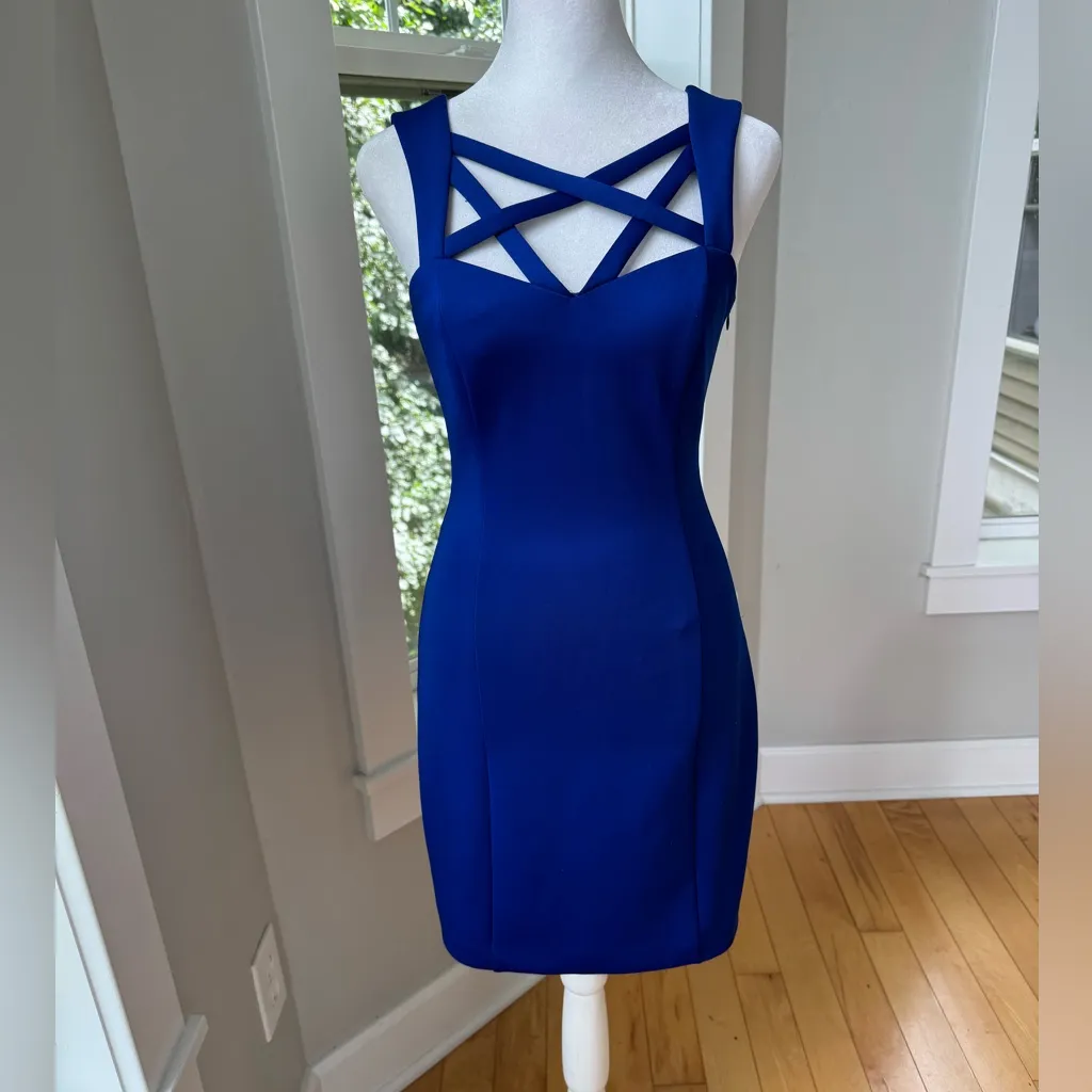 Guess Cobalt Blue Strappy Bodycon Mini Dress Homecoming Formal Prom Size 0 - Image 8