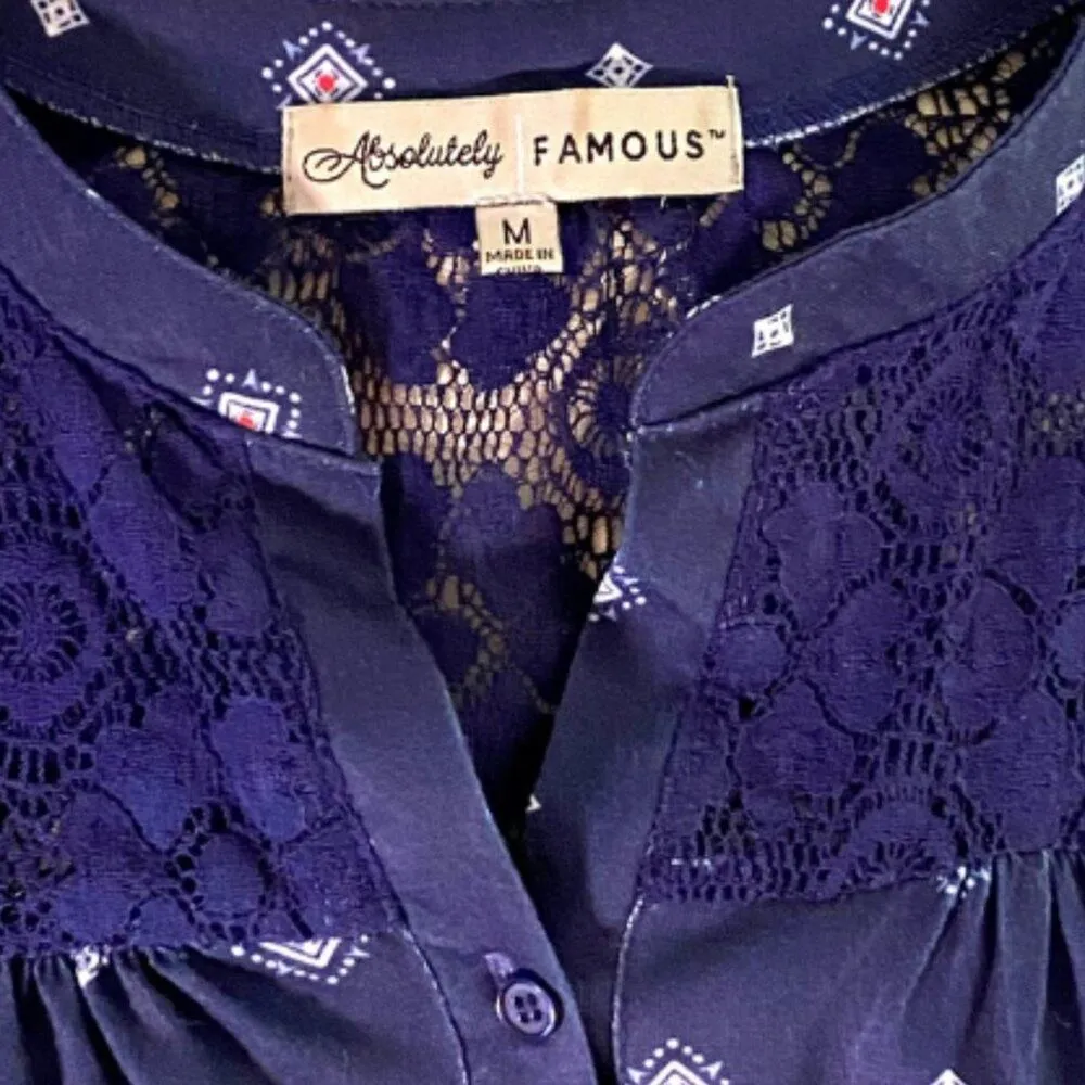 Ladies Boho Chic Blue Cami Tank Top Shirt Size M Medium ~Paisley Tank Top Blouse - Image 7