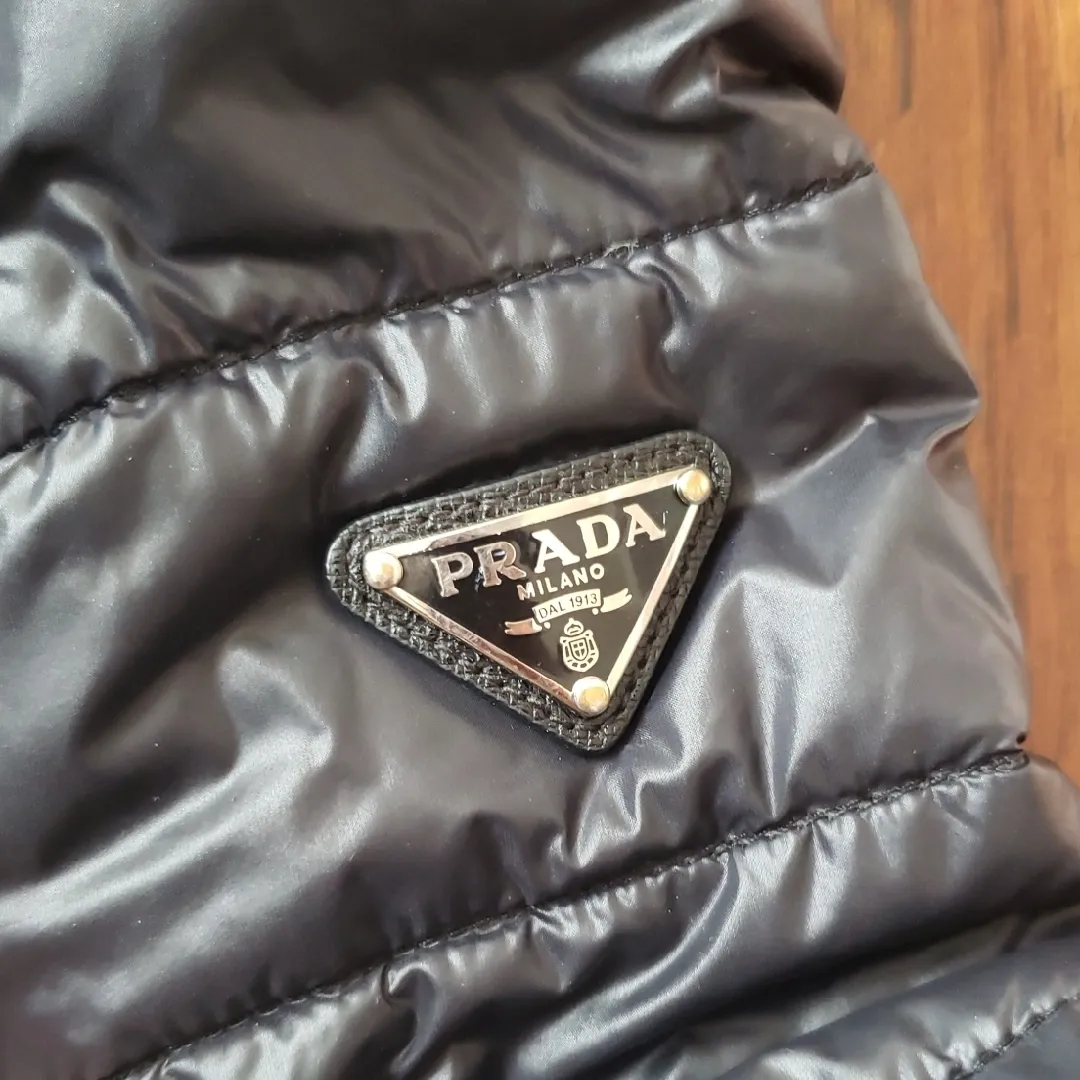 Prada Women's Black Quilted Down Puffer Jacket Size 42 Chic Feminine Cozy Winter - Image 3