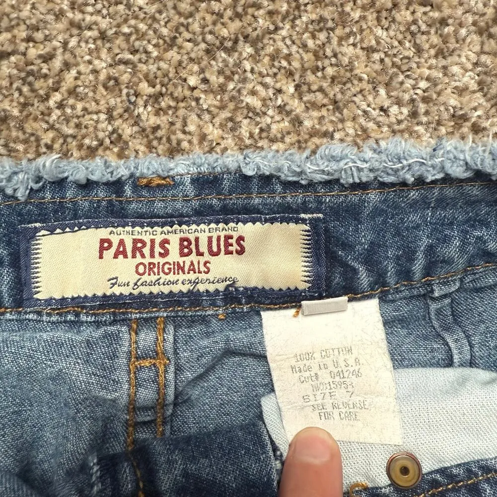 Vintage Paris Blues Size 7 Medium Wash Distressed Midi Skirt Casual Country 0002 - Image 3