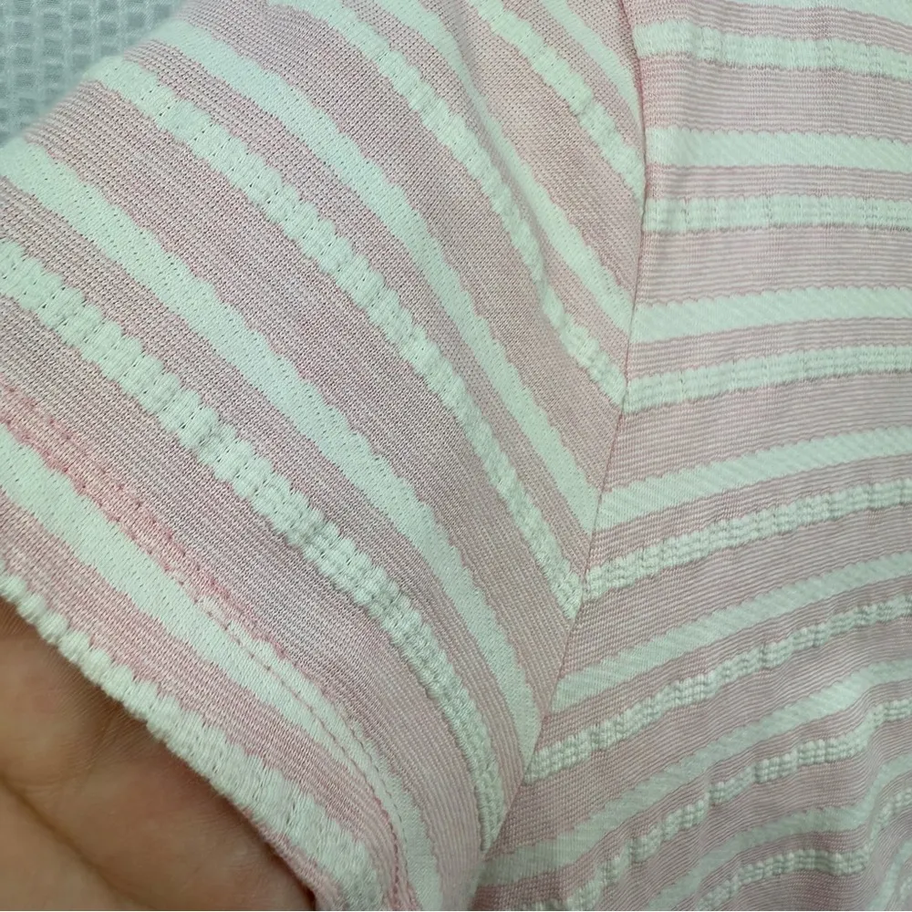 Ann Taylor LOFT Sweatshirt Pocket Tee Dress Pink White Striped Size Small - Image 5