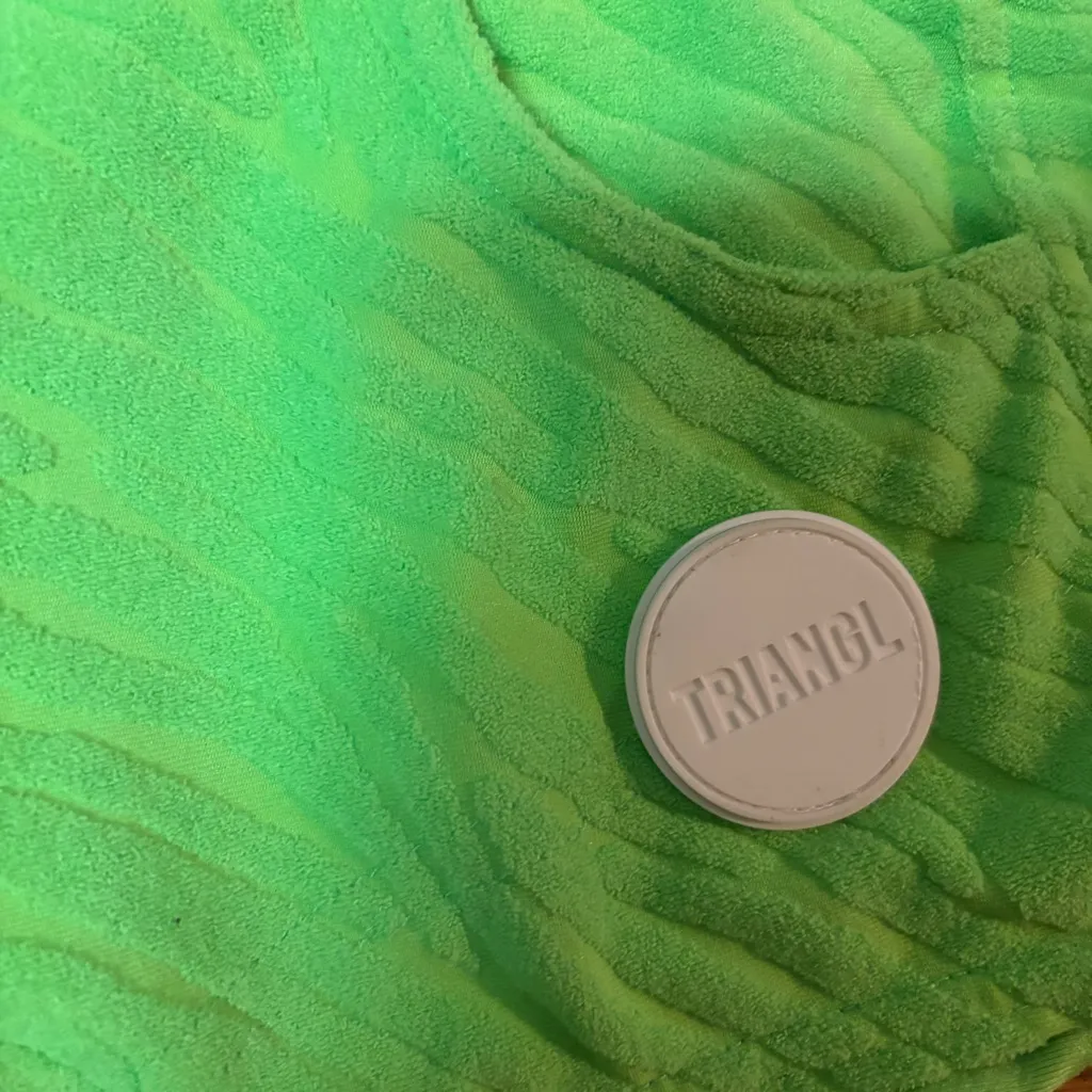 Triangl Green Swim Zebra Terry Cloth Preppy Beach Festival Resortwear Shorts S - Image 2