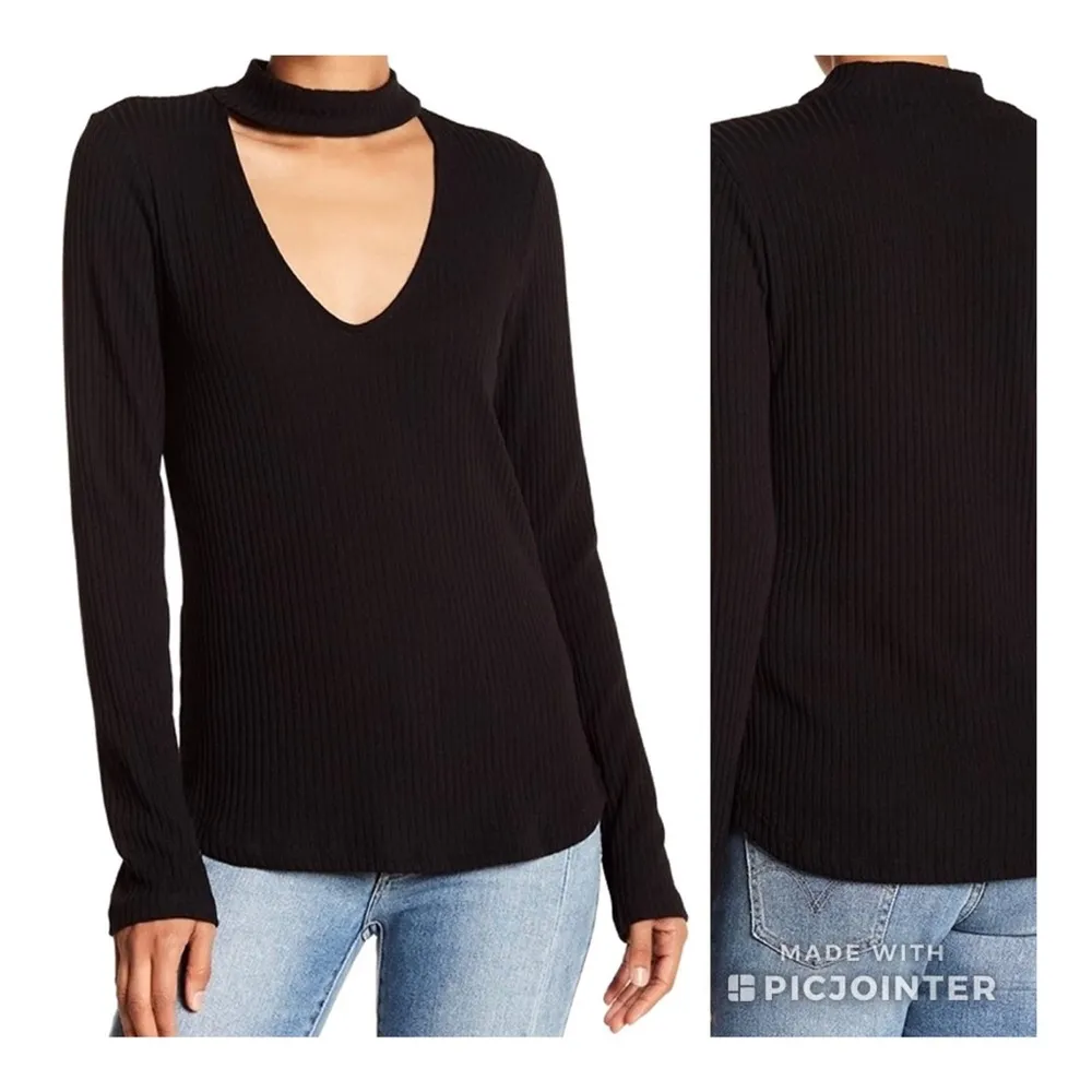 Splendid Faux Choker Ribbed Sweater Black XS - Image 7