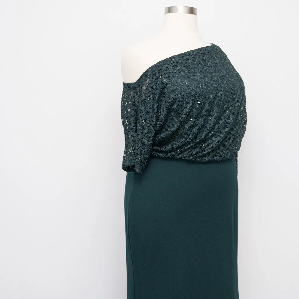 Betsy & Adam -  Lace-Top Asymmetric Long Dress - Image 8