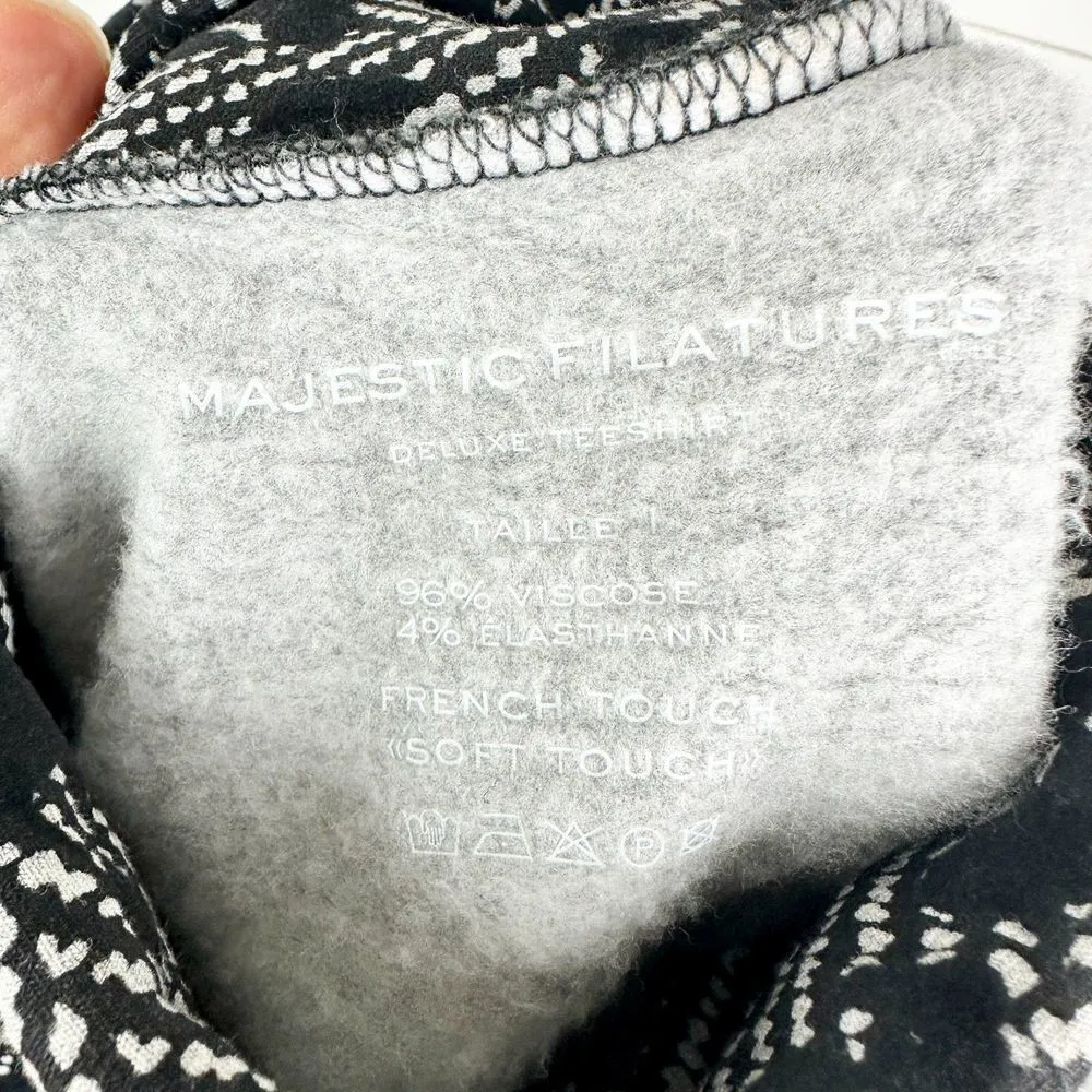 Majestic Filatures Deluxe Teeshirt Turtleneck Sweater Leopard Size 1/XS Black - Image 7