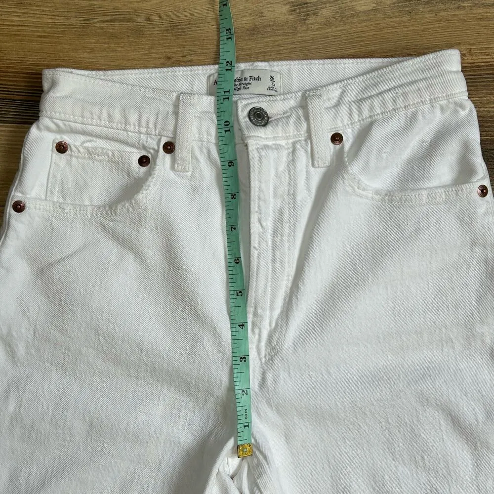 Abercrombie & Fitch Jeans The Ankle Straight Ultra High Rise White Denim 26 2 S - Image 9