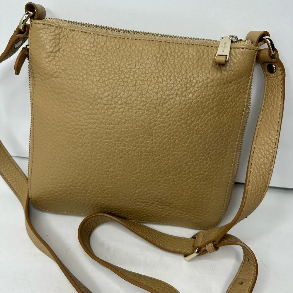 Cole Haan Womens Village Sheila Crossbody Pebble Grain Leather Bag Sandstone - Image 5