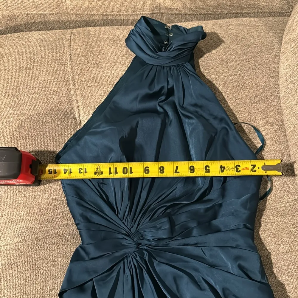 Ieena for Mac Duggal OPEN BACK HIGH NECK SIDE RUCHED GOWN, Ocean Blue, Sz 6,$398 - Image 14