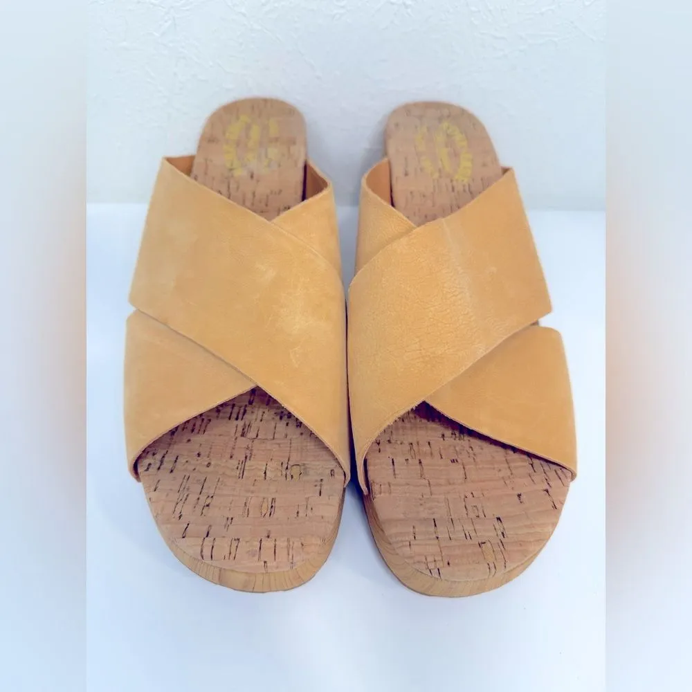 Kork-Ease Tatum Yellow Mango Leather Platform Clog Slides Size 10 EUC - Image 2