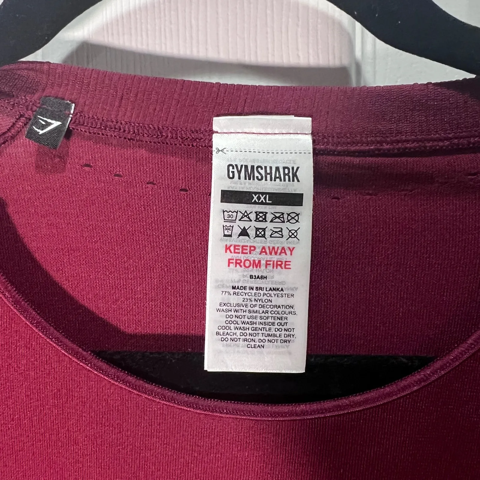 Gymshark Burgundy Red Sweat Seamless Long Sleeve Crop Top XLL Plum Pink Workout - Image 3