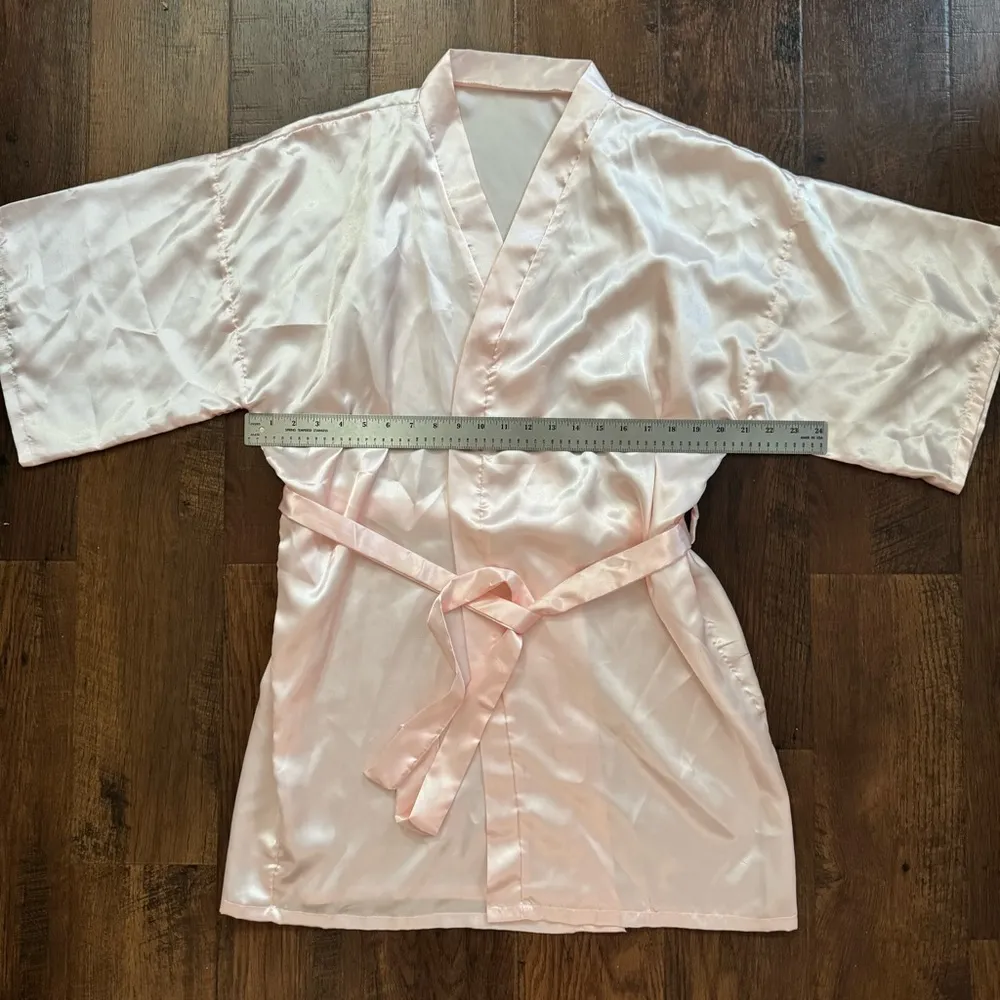 Bride pink satin robe, one size - Image 7