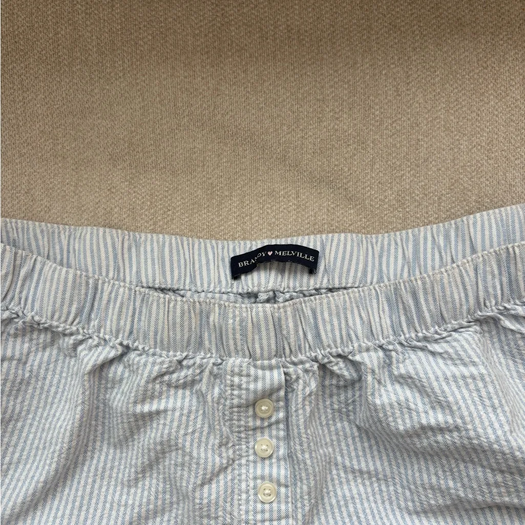 Brandy Melville blue and white striped boxer shorts - Image 4